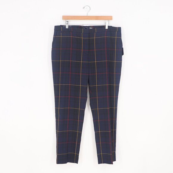 NWT TOMMY HILFIGER Radcliffe Pant Windowpant Plaid Ankle Slim Leg Navy Size 14 - Picture 3 of 12
